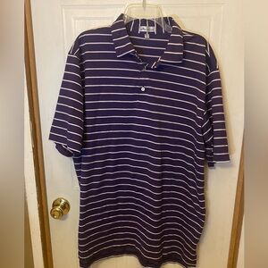 Peter Millar Purple and White Striped Polo Shirt (Golf, Luxury Lifestyle)
